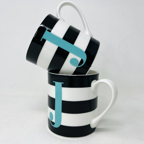 [2] Kate Spade New York - What's in a Name - J Monogram LENOX Coffee Tea Cup Mug - Picture 1 of 5